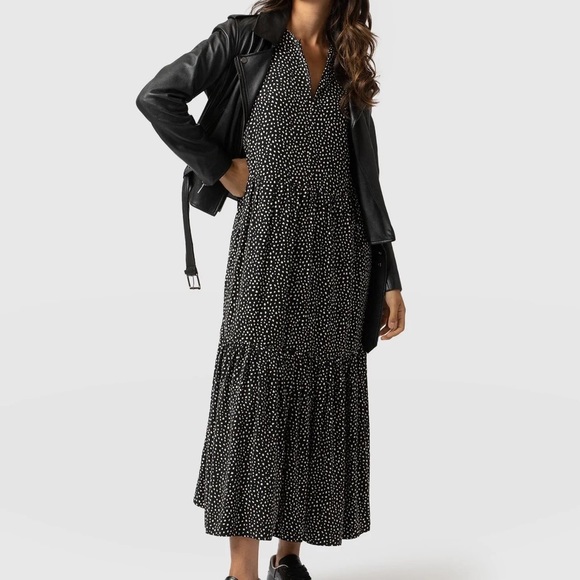 Saint+Sofia GREENWICH DRESS - BLACK SPOT TENCEL size 6 maxi - Picture 2 of 12